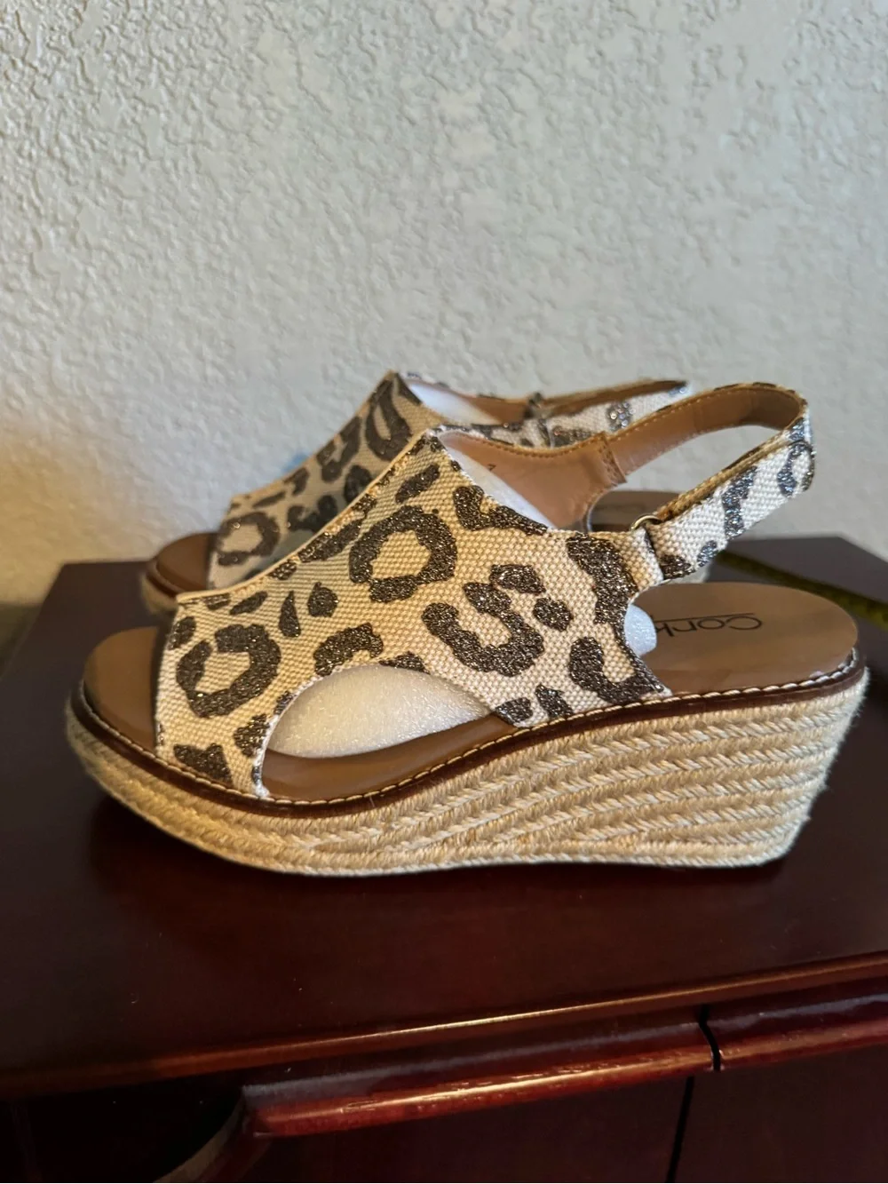 Brand New Corkys Leopard Print Espadrille Platform Sandals - Beige